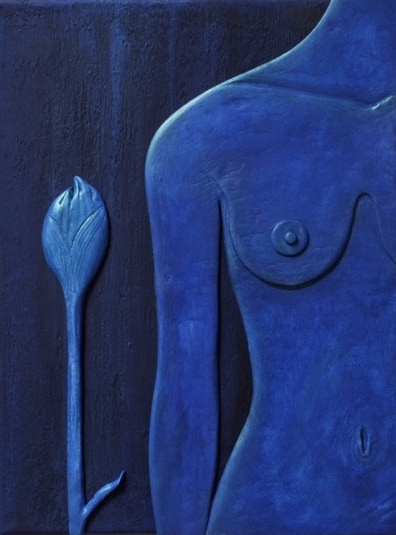 Sculptural Art_Sculptural Painting_Nude Art_Figurative Art_Blue And Rose
