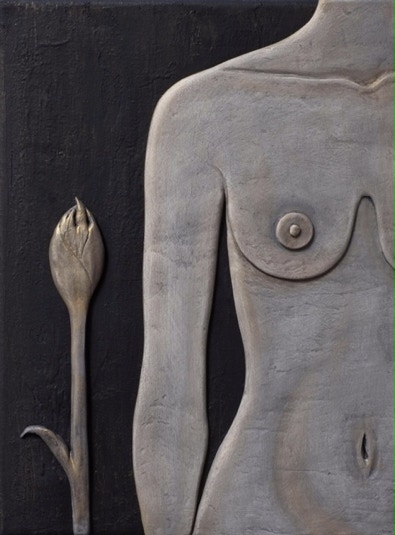 Sculptural Art_Sculptural Painting_Nude Art_Figurative Art_Nude And Rose