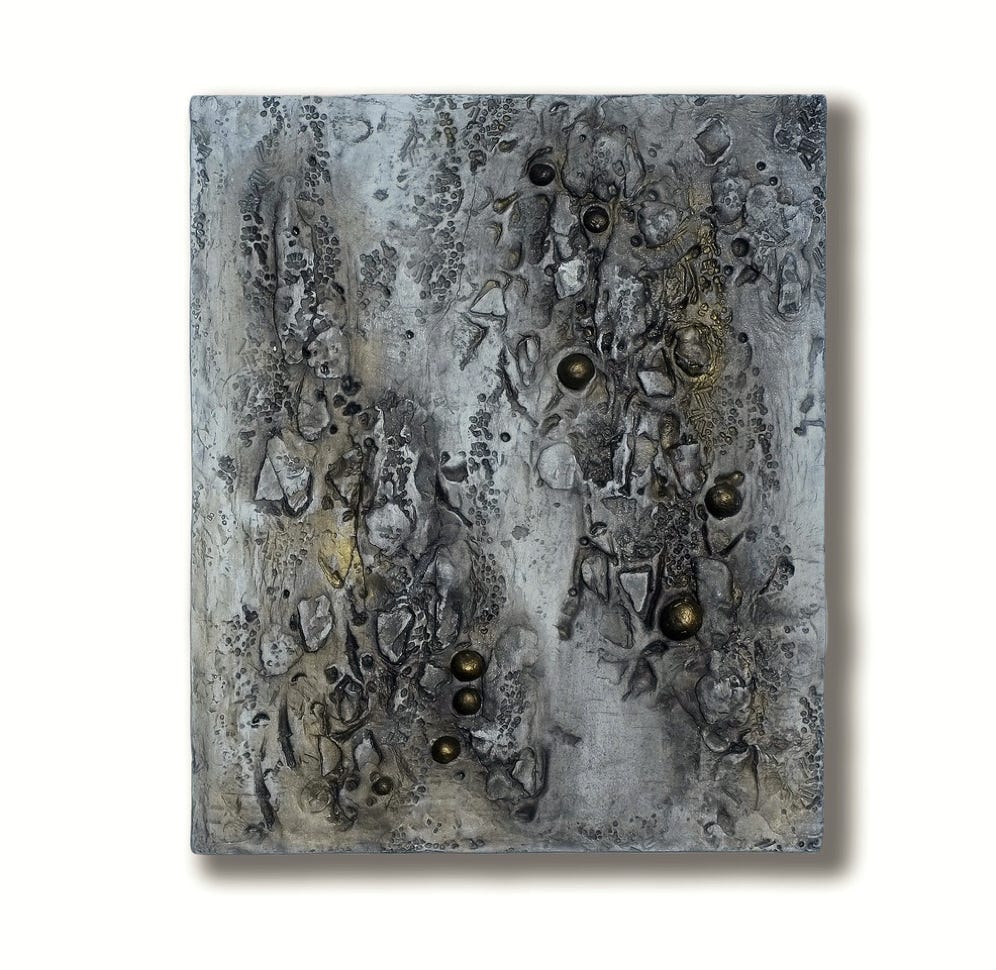 Sculptural Art_Wall Sculpture_Abstract Art_Grey And Gold