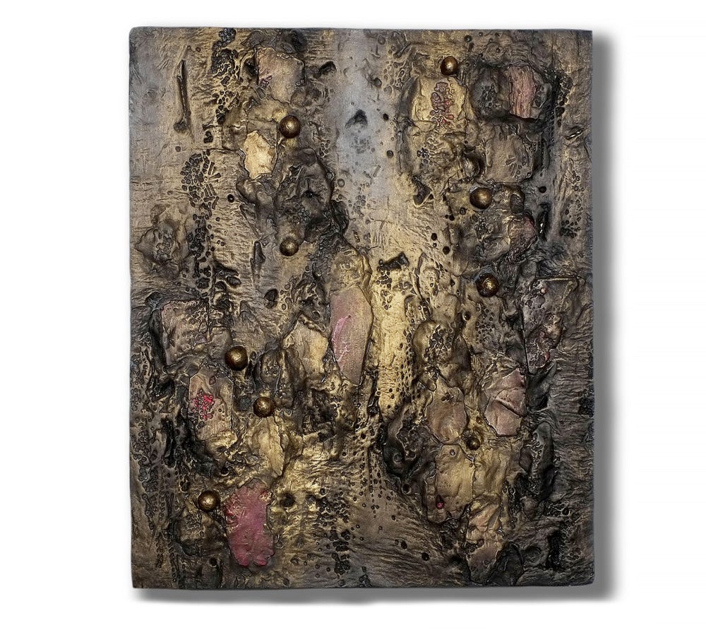 Sculptural Art_Wall Sculpture_Abstract Art_Old Gold